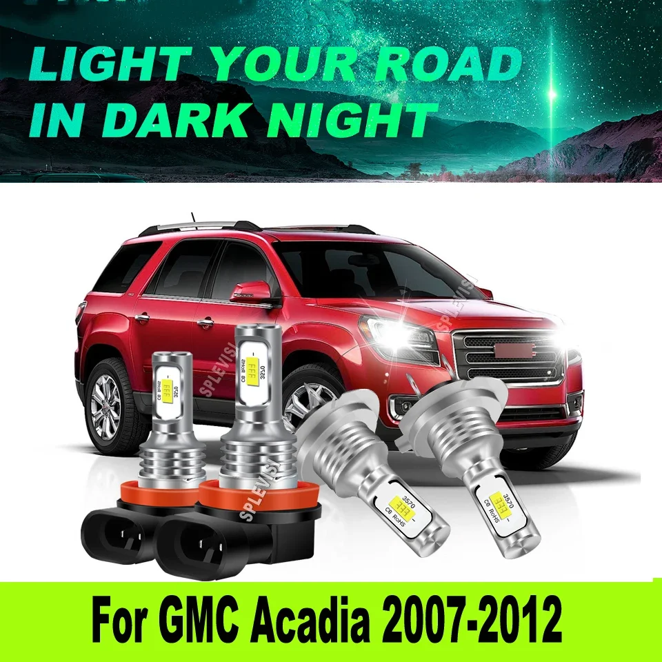 H7 H11 LED White 6000K High Low Beam Headlamp powered by custom-designed chips For GMC Acadia 2007 2008 2009 2010 2011 2012