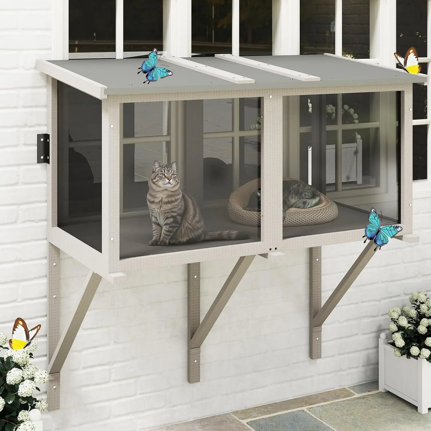 

Всепогодный уличный вольер-контейнер для кошек (Cat Window Box Catio)