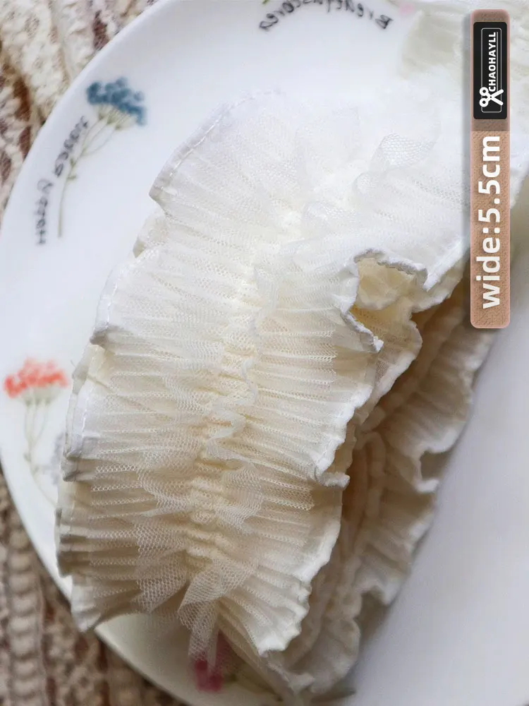 1 jard 5.5CM szerokości od biała falbana koronki do wykończenia z frędzlami sukienka na wesele dekoracja zasłony materiały do szycia mankietów