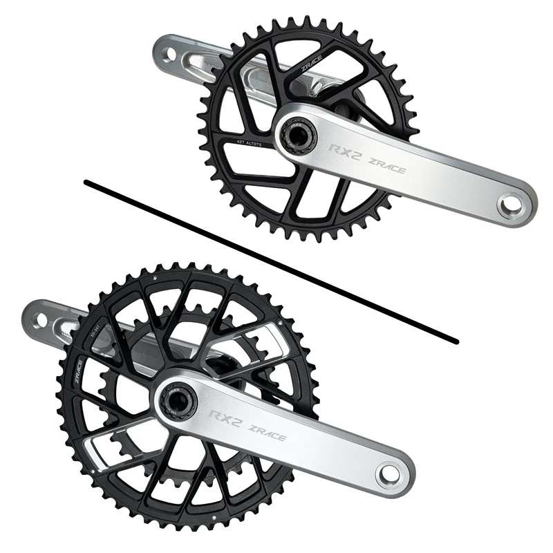 ピスト用ZRACE RX クランクセット 165mm ZRACE RX2 ロード/グラベル クランクセット 高精度 CNC 超強力合金軸