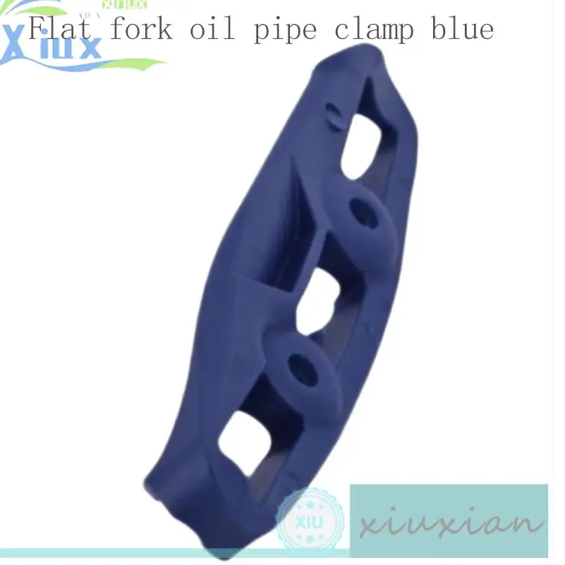 Blue off-road motorcycle flat fork oil pipe clamp with three groove guide chain slider