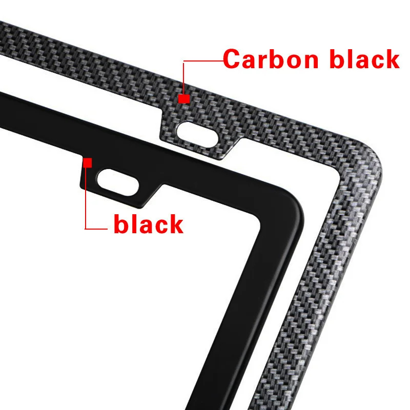 إطار لوحة ترخيص من سبيكة عالمية، دعامة كربون سوداء، ملحقات السيارات الأمريكية، غطاء علامة لوحة أرقام الألياف للخلف الأمامي