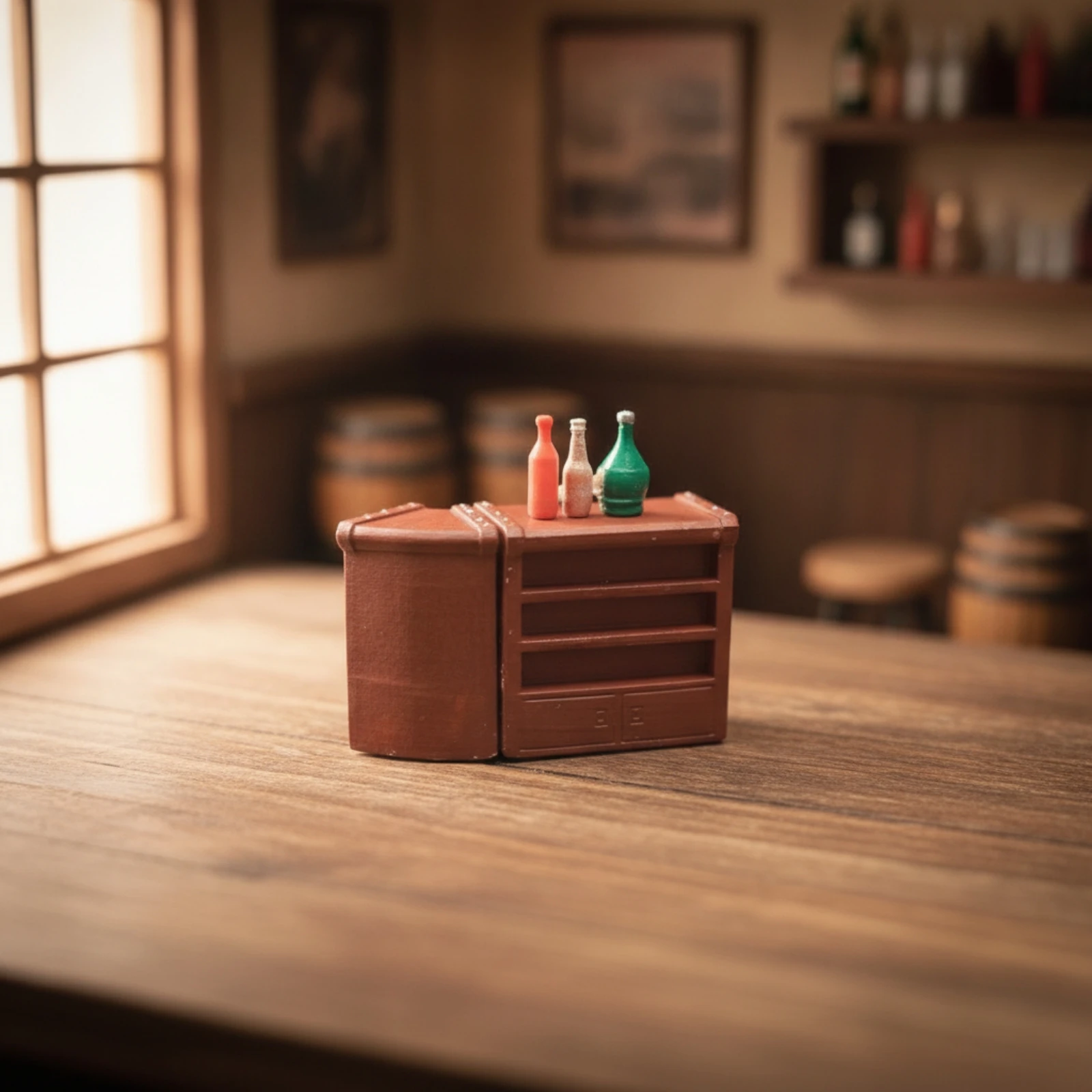 Miniature Bar Counter Realistic Bar Counter with Bottles Dollhouse Pub Set Detailed Diorama Furniture Compact for Collectors view 4