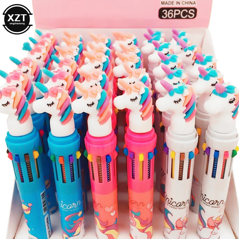 1Pcs 10Colors Kawaii Ballpoint Pen Multi Color Cute Gel Pens Unicorn Shool Student Kids Business Office Stationery Supplies
