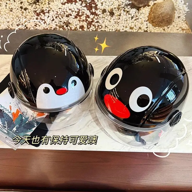 Cartoon Cute Pingus Penguin Family Couple Electric Bike Helmet 3C Certified Motorcycle Helmet Safety Helmet Festival Gift