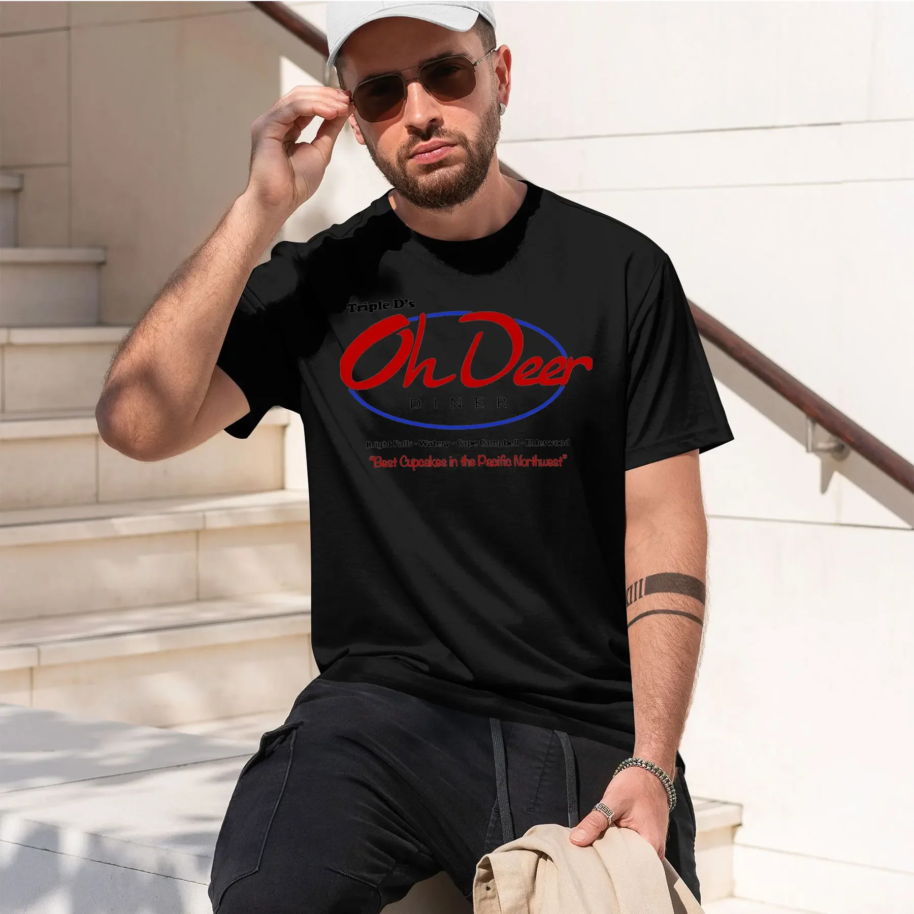 Diner 2026 new fashion heavyweight hot selling retro printed pattern fun round neck T-shirt for daily comfort