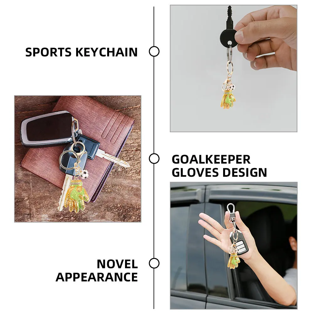 2Pcs Football Goalkeeper Gloves Keychain Decorative Glove Shaped Pendant Hanging Keyrings for Backpack Luggage Bag Car