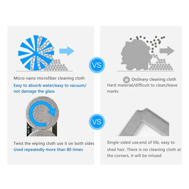 12 Uds aspiradora Robot de limpieza de ventanas paño de limpieza para limpieza de ventanas eléctrica Robot aspirador lavadora