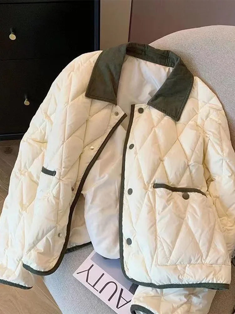 

Fashion Loose Single Breasted Cotton Jacket Women Casual Long Sleeve Short Coat 2025 New Autumn Winter Parkas Coat