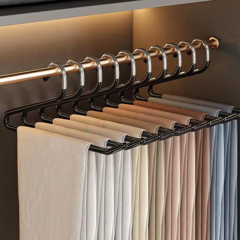 35CM Stainless Steel Pants Hanger Clothes Organizer Closet Trouser Rack ,Bold Metal Non-slip Towel Drying Rack,Save Space