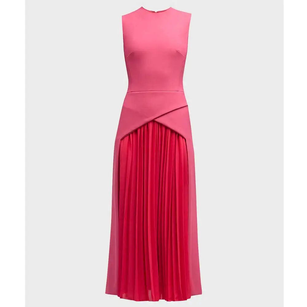 YUMDAI Pink Sleeveless Knee-length Dress Special Occasion Pleated A-line Skirt Evening Gown Saudi Arabia Smock Dress 2024 Newn