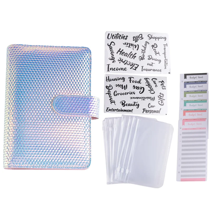 SR-A6 مجلد حلقة ميزانية المال، مجلد مخطط محفظة الميزانية لحشو النقود مع ظرف نقدي، منظم محفظة مجلد المال