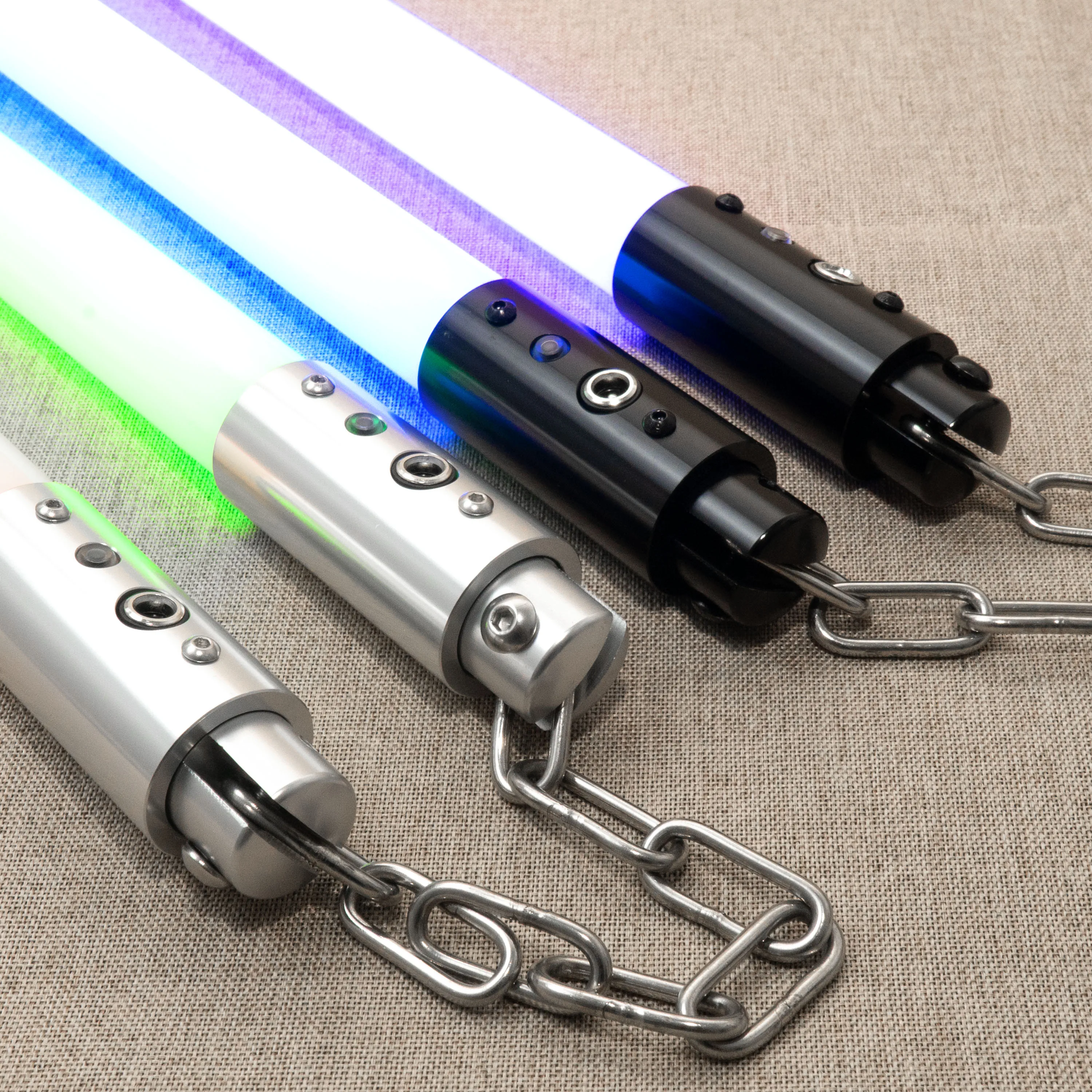 Nunchaku luz LED de píxeles de metal de aleación de aluminio, taladro de artes marciales con cambio de 7 colores, duelo