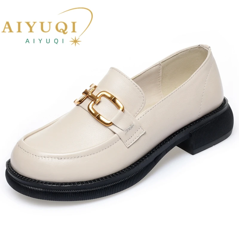 AIYUQI Women\'s Loafers British Style 2024 New Genuine Leather Women Shoes Slip-on Non-slip Large Size 42 43 Women\'s Spring Shoes