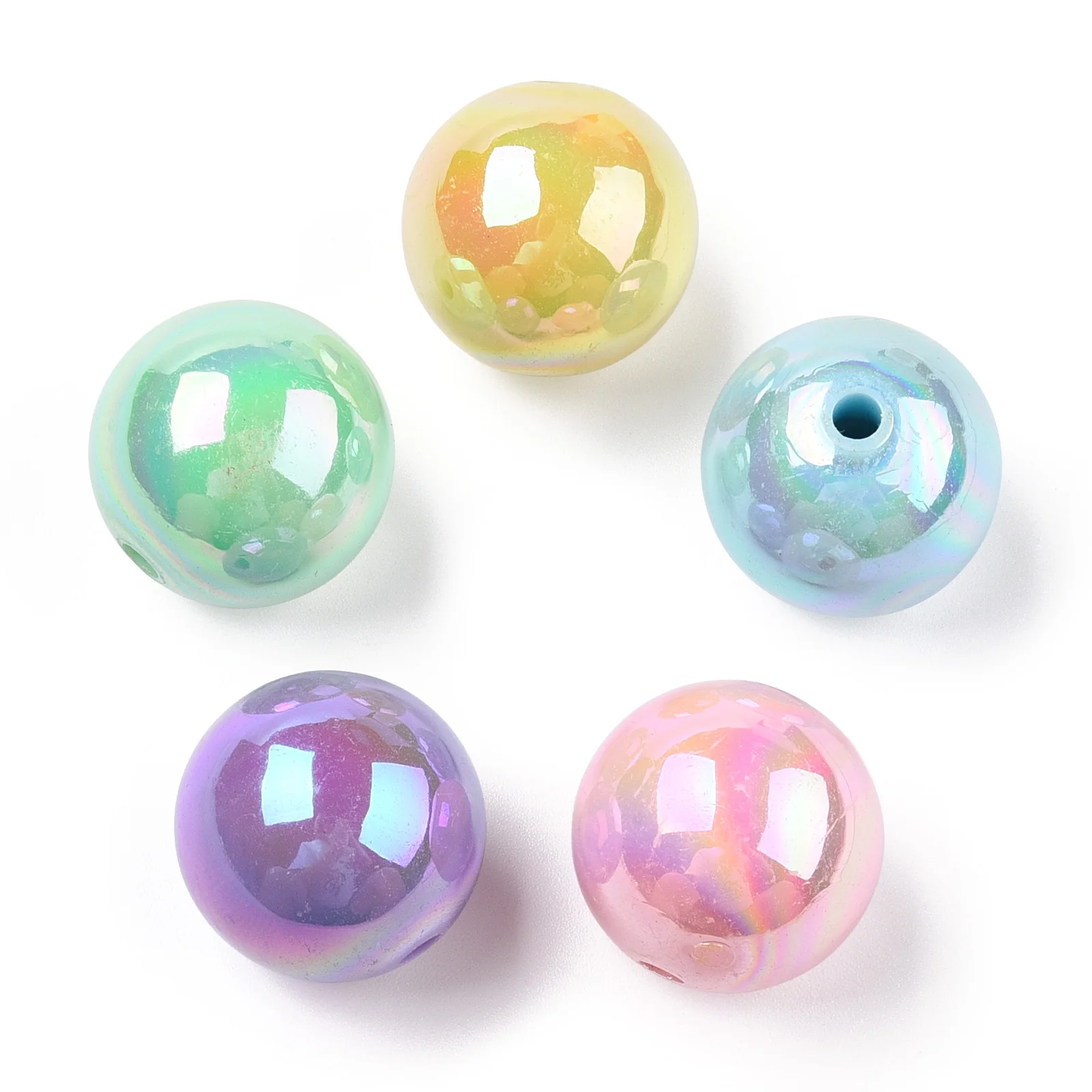 PandaHall 100 Stück 20mm Acryl-Kristallperlen Runde Abstandhalterperlen AB-Farbe Bastelperlen für Halsketten Armbänder Schmuckherstellung – Detail 1