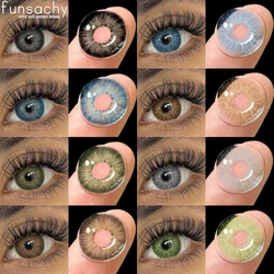 FUNSACHY 1pair New Blue Lenses Colored Green Contact Lenses for Eyes Brown Eyes Soft Contacts Lens Yearly Gray Lens Green Pupils