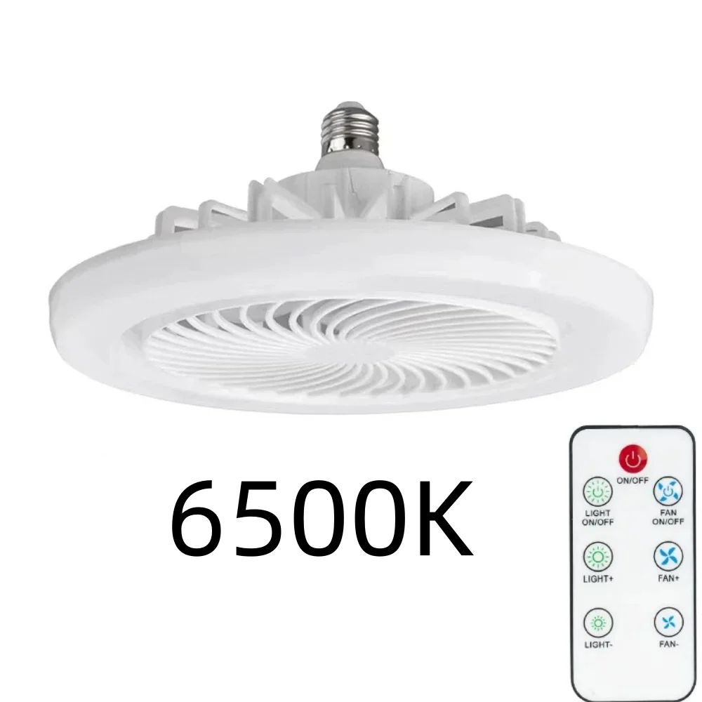 Ceiling fan lamp with remote control and three-speed E27 lighting base replacement suitable for bedroom and kitchen AC85-265V