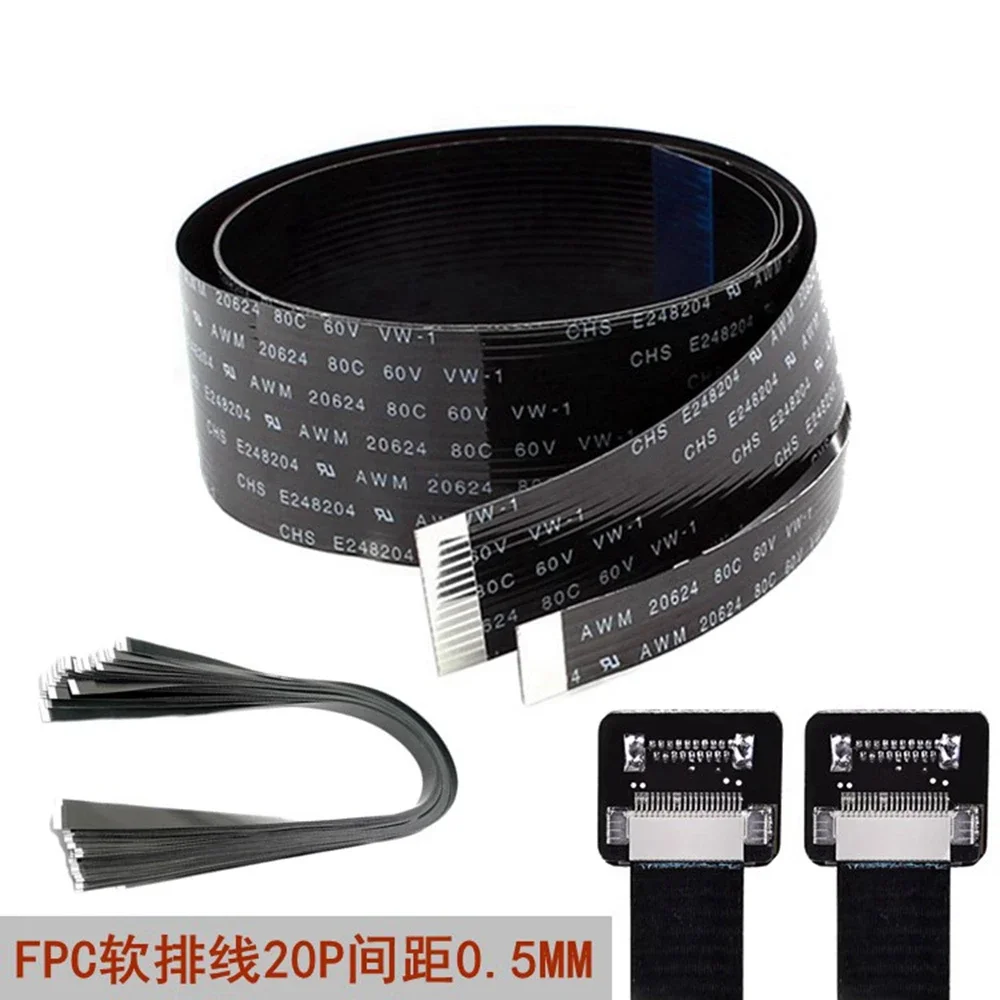 Band FPV HDMI-kompatibler Stecker, flexibles Flachkabel, Raspberry Pi 4 Micro HDMI auf HDMI/Mini HDMI Buchse, 90 Grad FPC, 20-polig