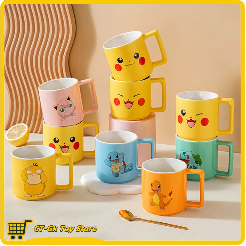 

350ml Anime PokéMon Figures Pikachu Mug Cartoon Children'S Creative Ceramic Cup Cute Ceramic Creative Home Cups Birthday Gifts