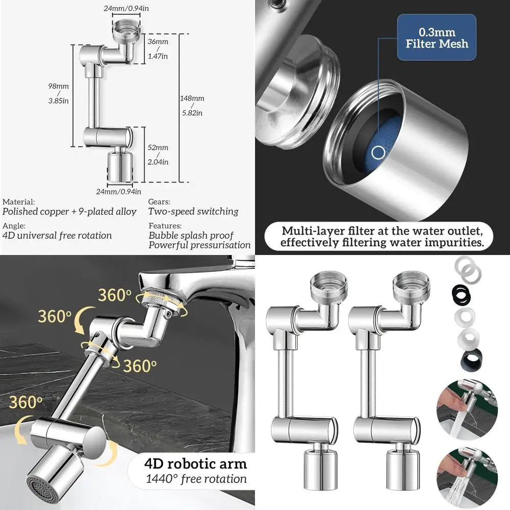 

360-Degree Rotating Dual-Function Sink Faucet Aerator with Extender for Enhanced Washing Experience (2 Pack)