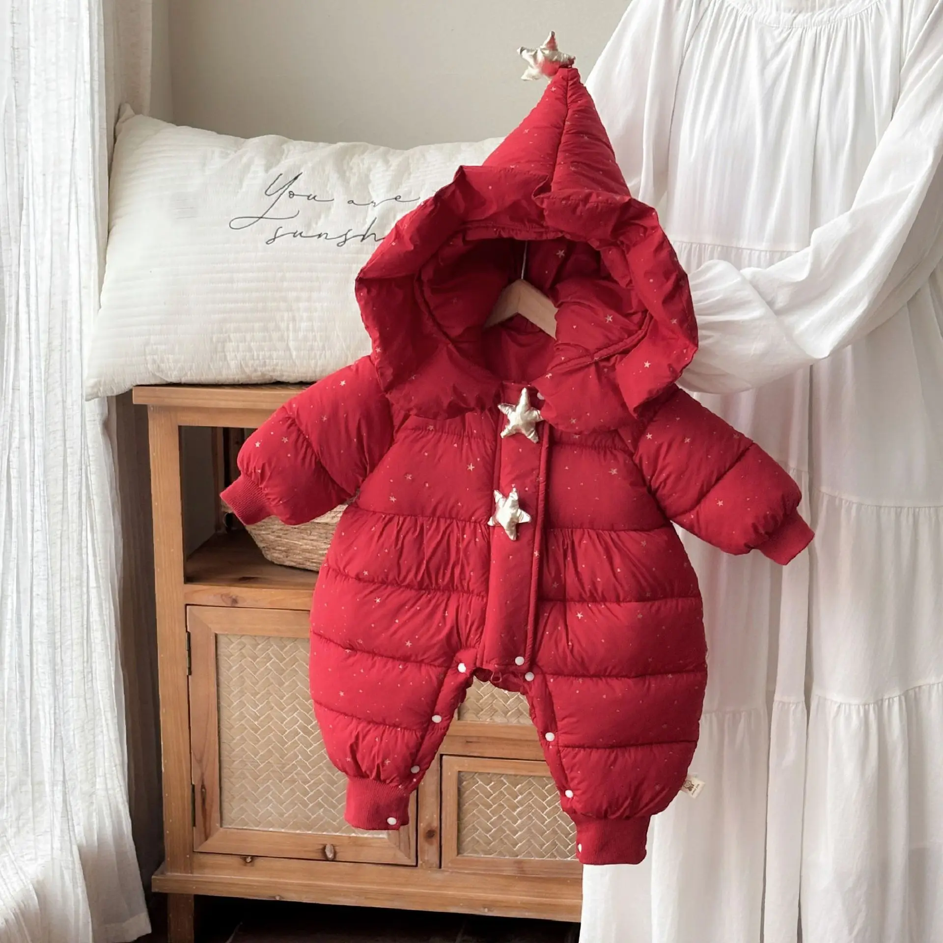 2025 Winter Baby Warm Jumpsuit Winter Clothes Cotton Jacket for Men and Women Baby Thick Outdoor Full Moon Clothes Stylish