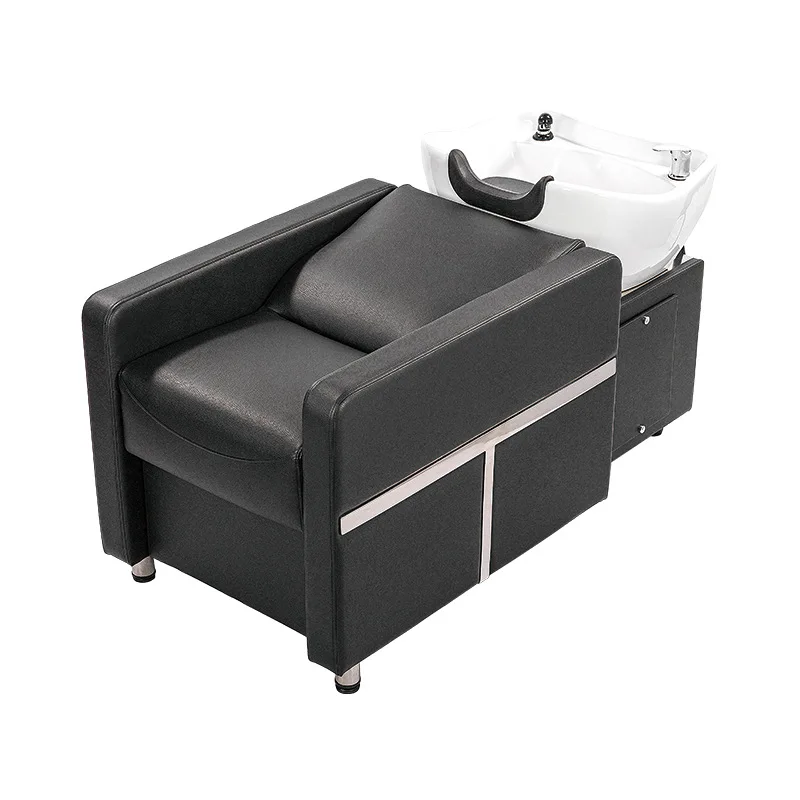 

High-end semi-reclining hair salon ceramic deep basin flush bed beauty salon barber shop special shampoo bed