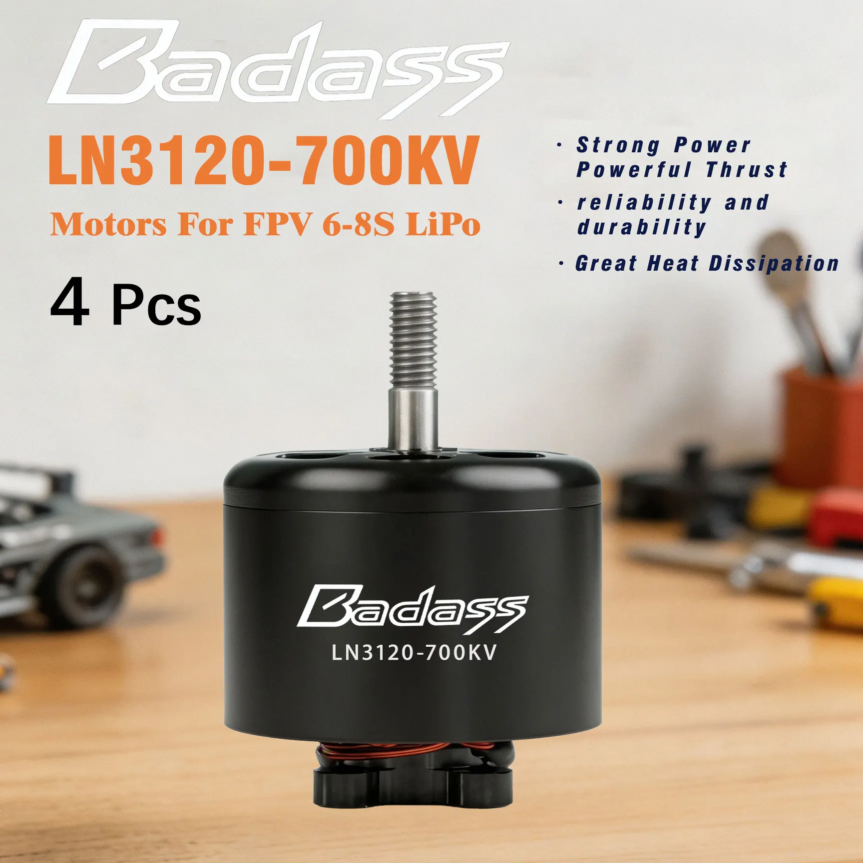 Badass 4PCS LN3120 700KV Brushless Motor for 15inch 17inch Racing FPV Drone High Power Density Mini Quadcopter Propellers