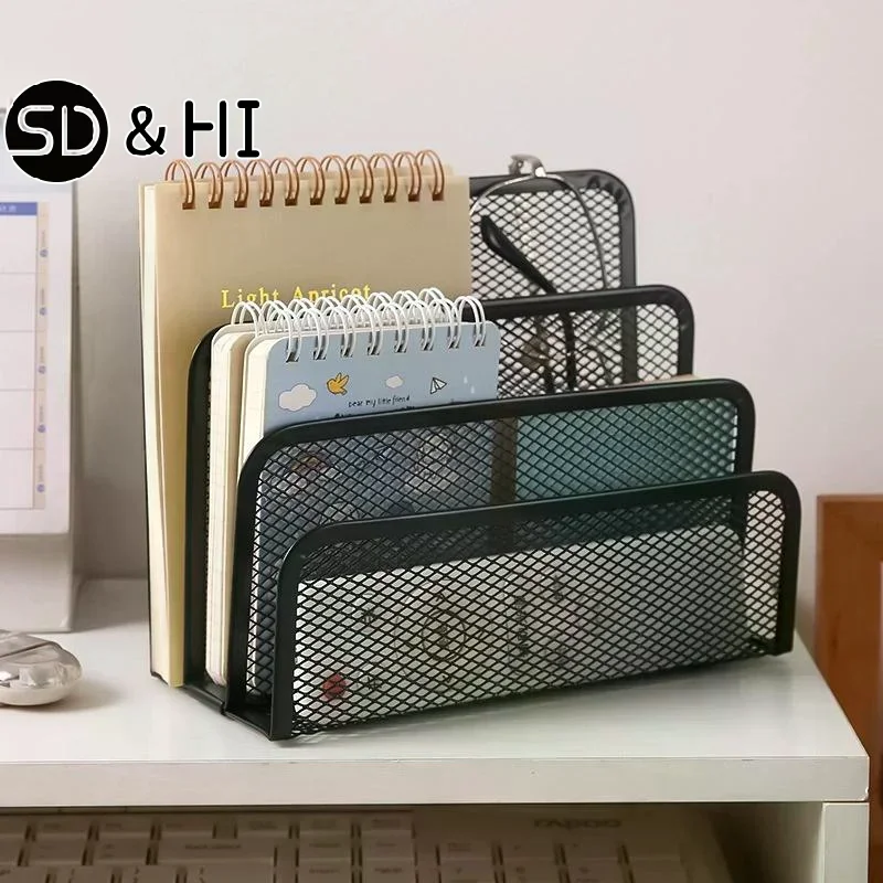 Papers Trays Notebook Stand Rack Desk 3-layer Black Metal Iron Mesh Holder Magazine Document File Book Rack Organizer Office