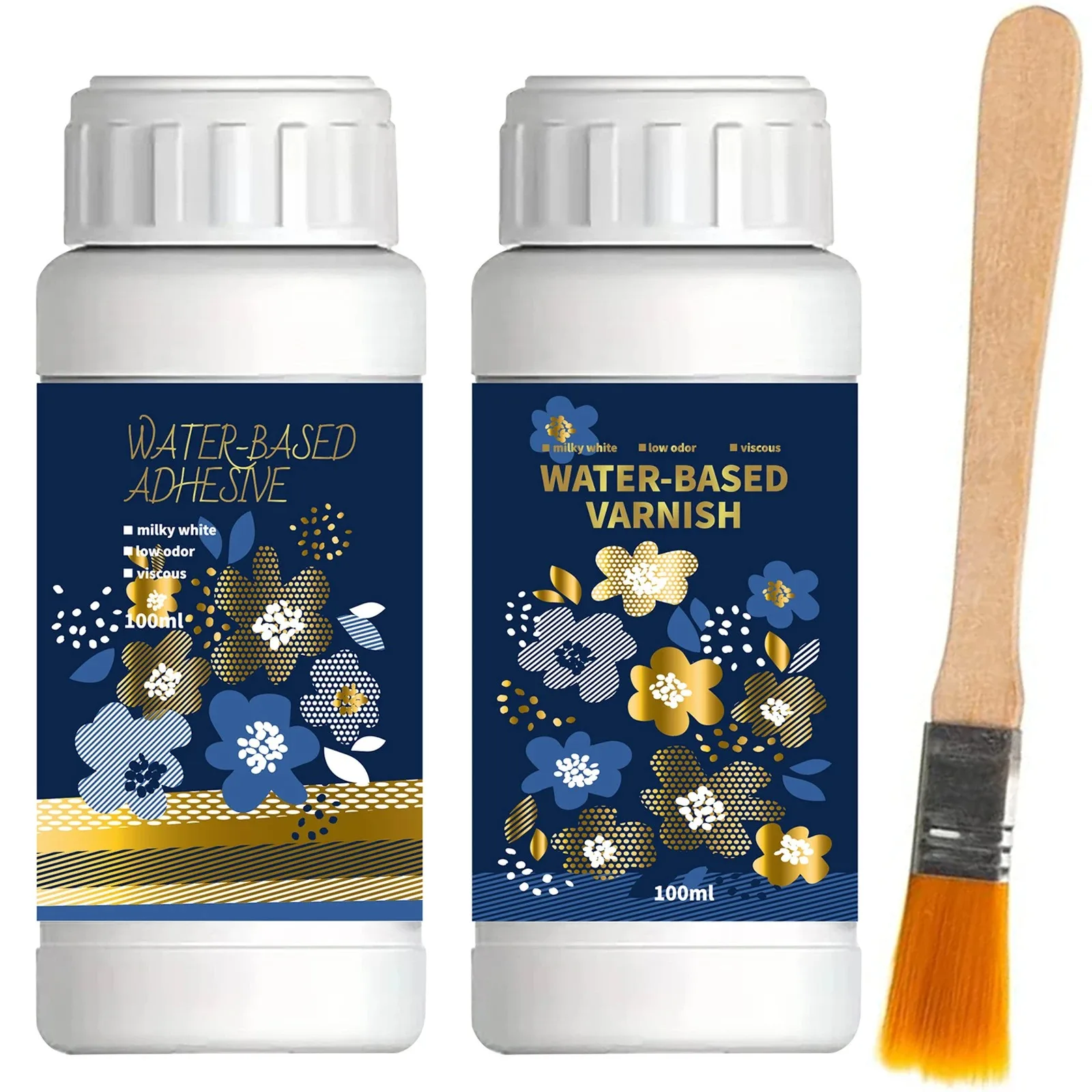 100ml/200ml Golden Leaf Gilding Adhesive Kit - Water-Based Epoxy Resin Glue for Metal Foil, Crafts & Jewelry Making on Wood
