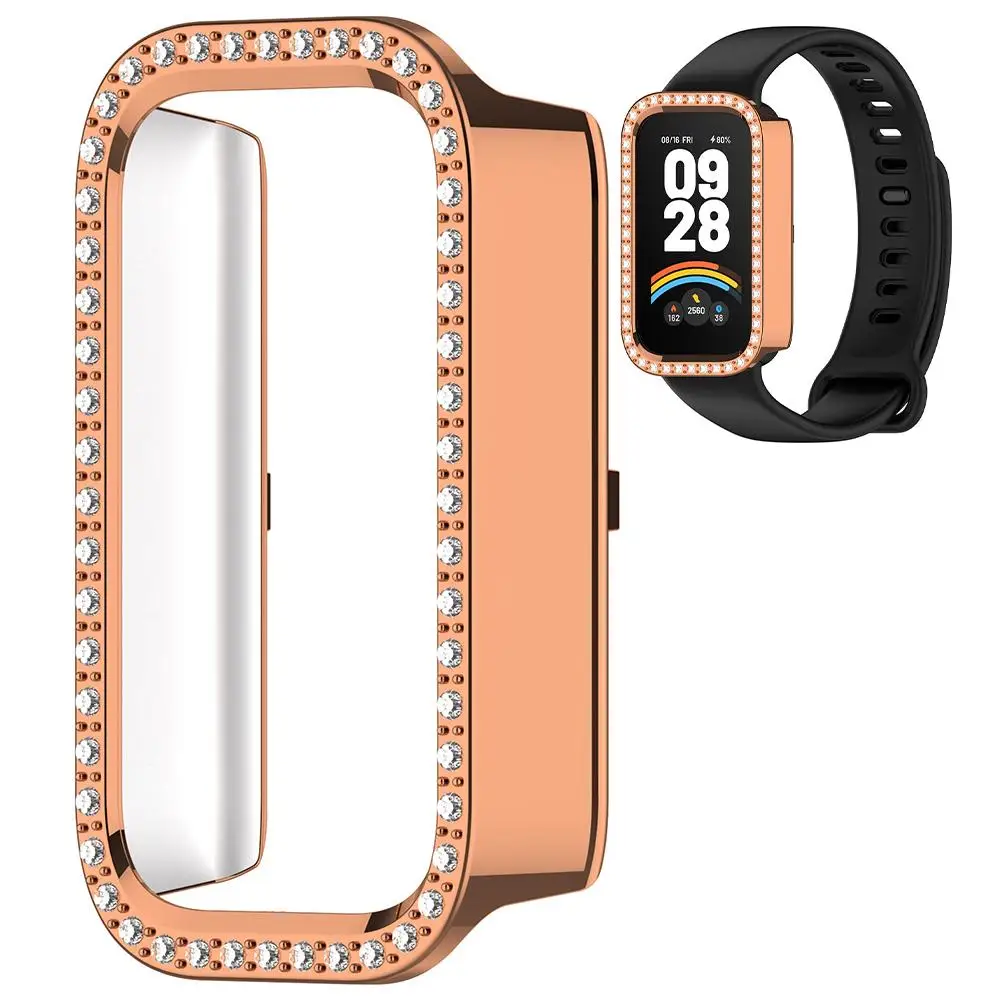 Для Xiaomi Band 9 Active защитный чехол для часов с бриллиантами, инкрустированный бриллиантами, ремешок 3, полый чехол-браслет F2K7