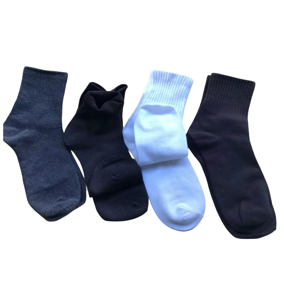 Calzini in cotone per ragazzo adolescente bianco nero grigio misto calzini ad assorbimento del sudore taglia 25-28CM calzini di media lunghezza di