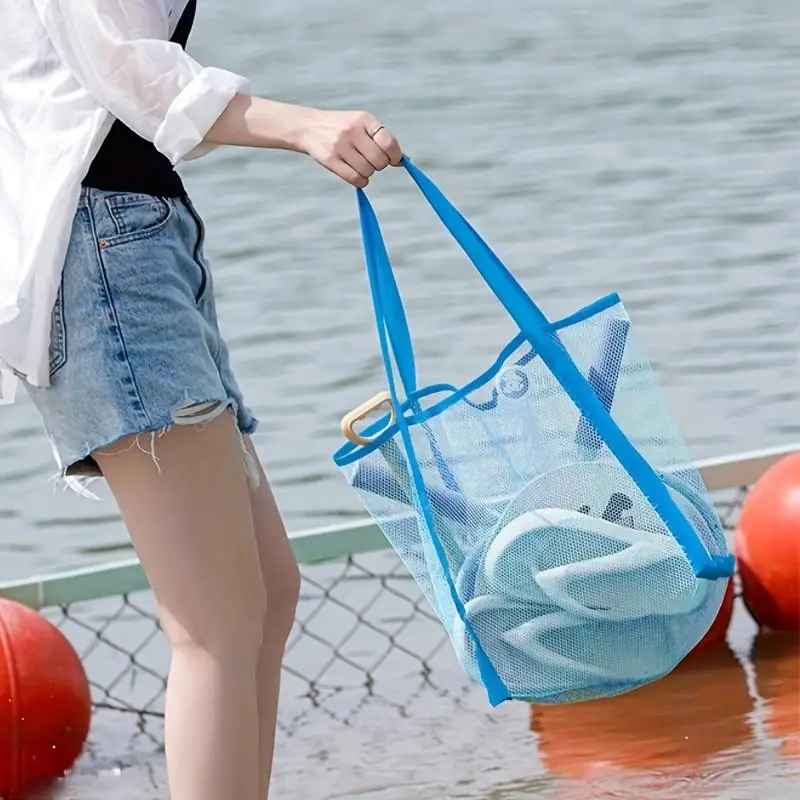 

1Pcs Picnic Beach Bag Women Mesh Transparent Swim Storage High Capacity Shopping Bags Tote Women Cosmetic Makeup Organizer