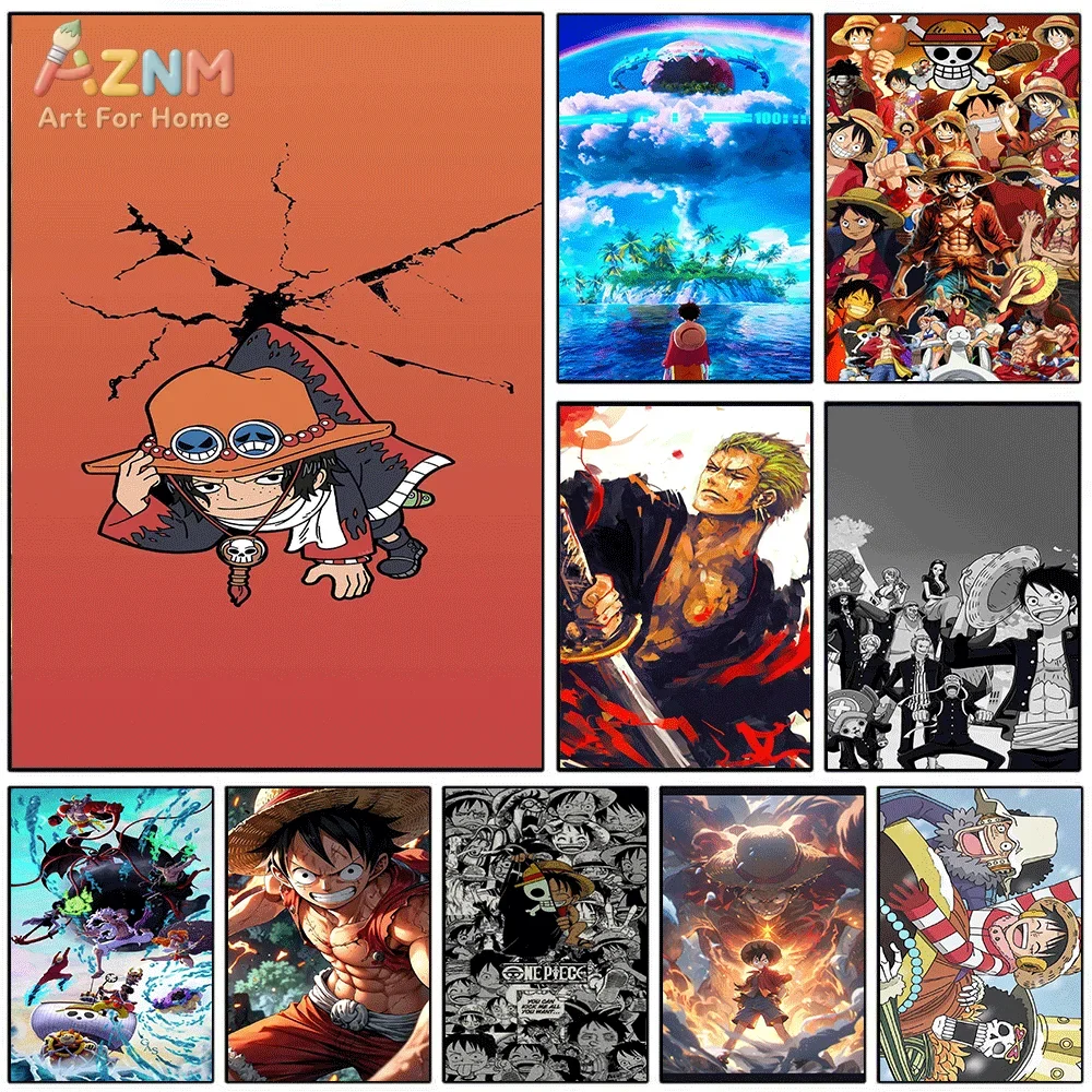 VIVID GEM Full Drill Diamond Painting One Piece Ace Luffy Zoro Japanese Cartoon Mosaic 5D DIY For Beginners Home Decor