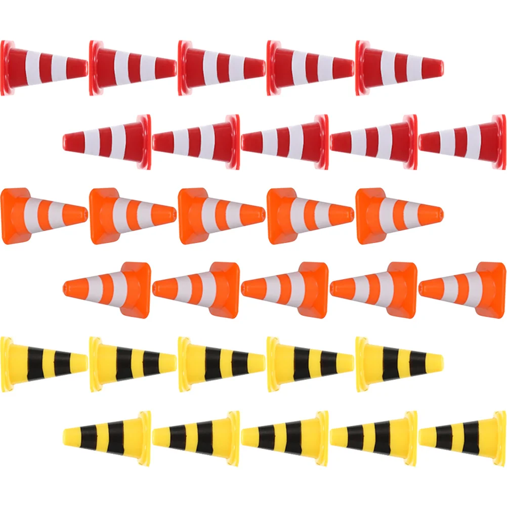 30 Pcs Roadblock Simulation Props Miniature Traffic Cones Childrens Toys Teaching Aids