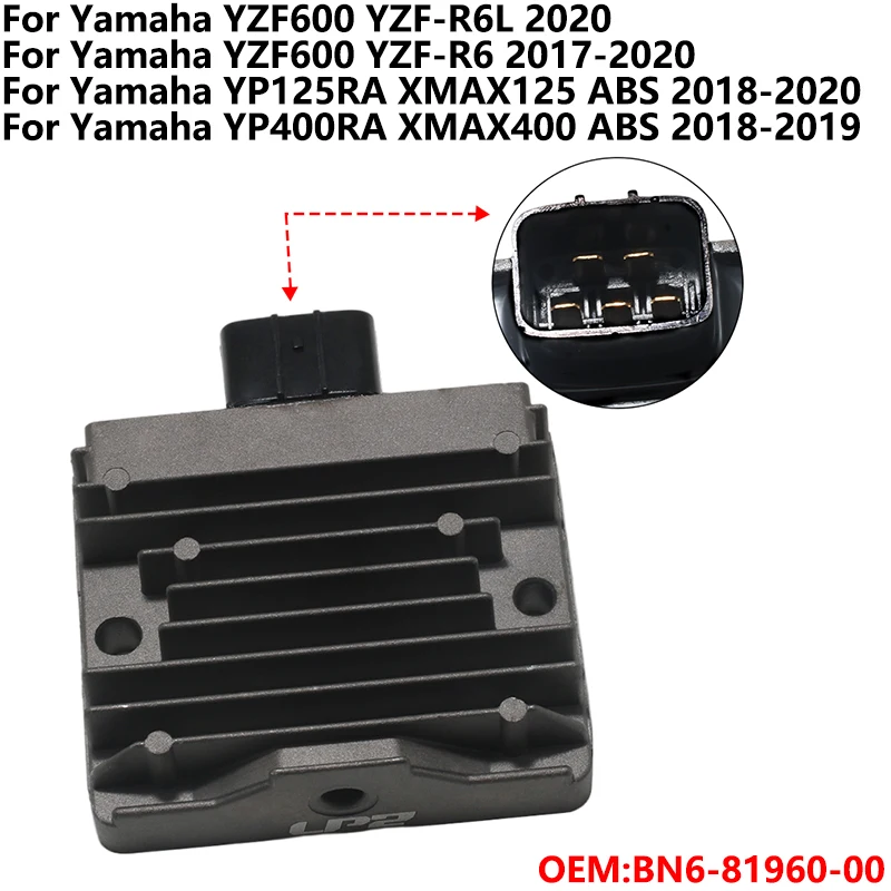

Motorcycle Voltage Regulator Rectifier For Yamaha YZF600 YZF-R6L 2020 YZF-R6 YP125RA XMAX125 YP400RA XMAX400 ABS BN6-81960-00