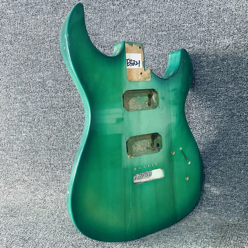 EB821 Electric Guitar Body Replace  HH Pickups 6 Screws Fixed Tremolo DIY Parts Solid Basswood Right Hand Transparent Green