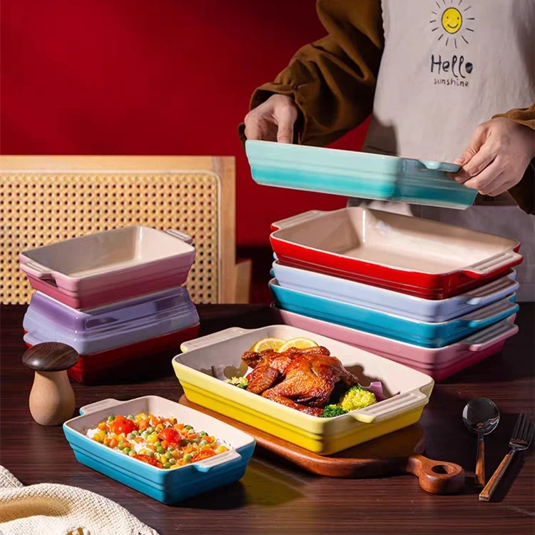 Le Creuset High-End Cerc Rechteckiges Baking Di Mikrowellenherd-Geschirrset French Sle Underglaze Color