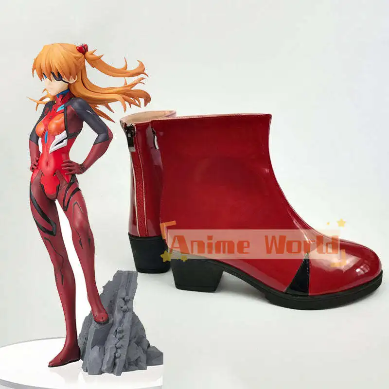 Asuka Langley Sohryu Cosplay Shoes Boots Custom-made Halloween Carnival Party Props