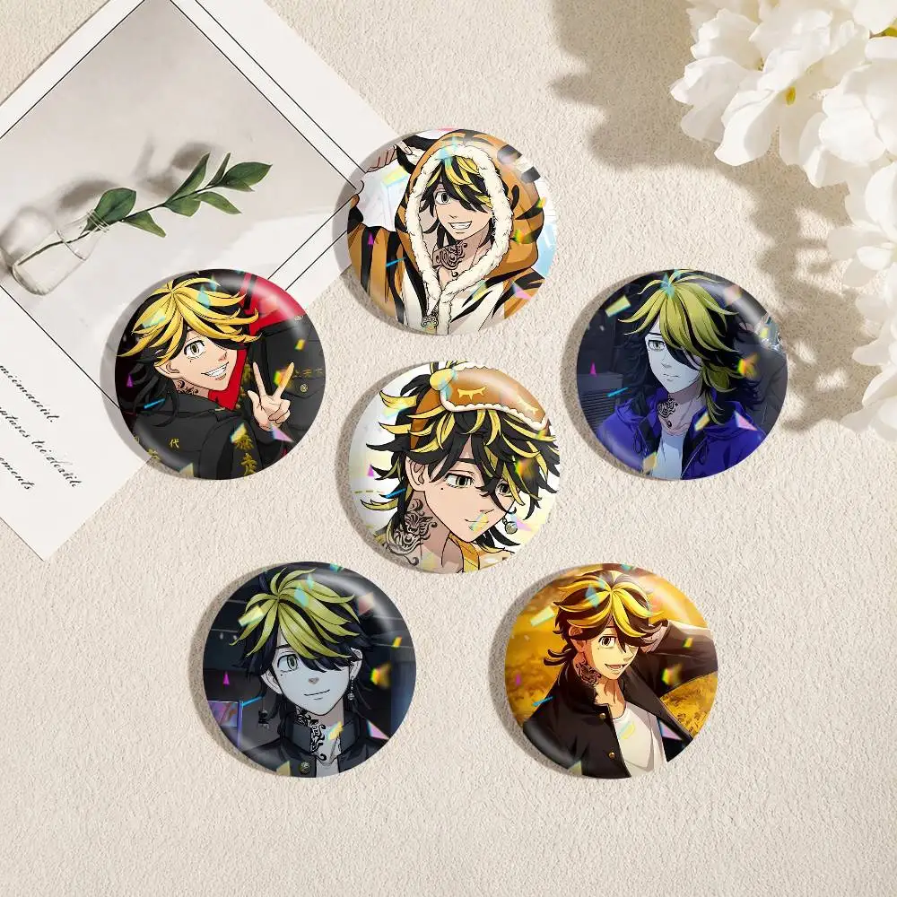 Tokyo Revengers Hanemiya Kazutora 25mm 32mm 44mm 58mm 75mm Brooches Badges Pins for Accessories Gift