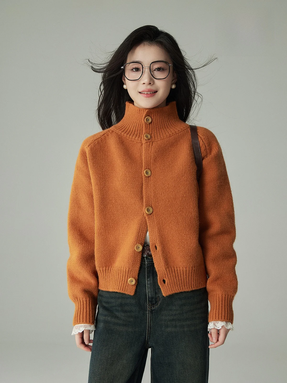 

Yake Home Orange Atmosphere Spring Dopamine Loose Knitted Open Cardigan Women Thick Soft Mellow Sweater Jacket Loose Fit