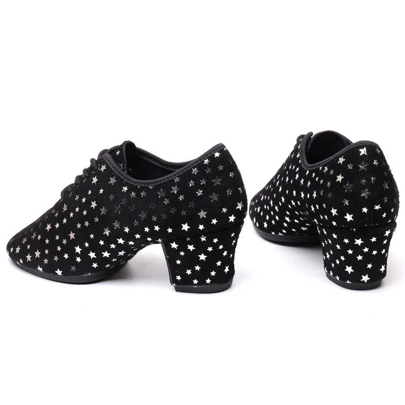 Middle Heel Women Teacher Latin Suede Square Stars Women's Ballroom Soft Sole Tango Jazz Salsa Dance Shoes