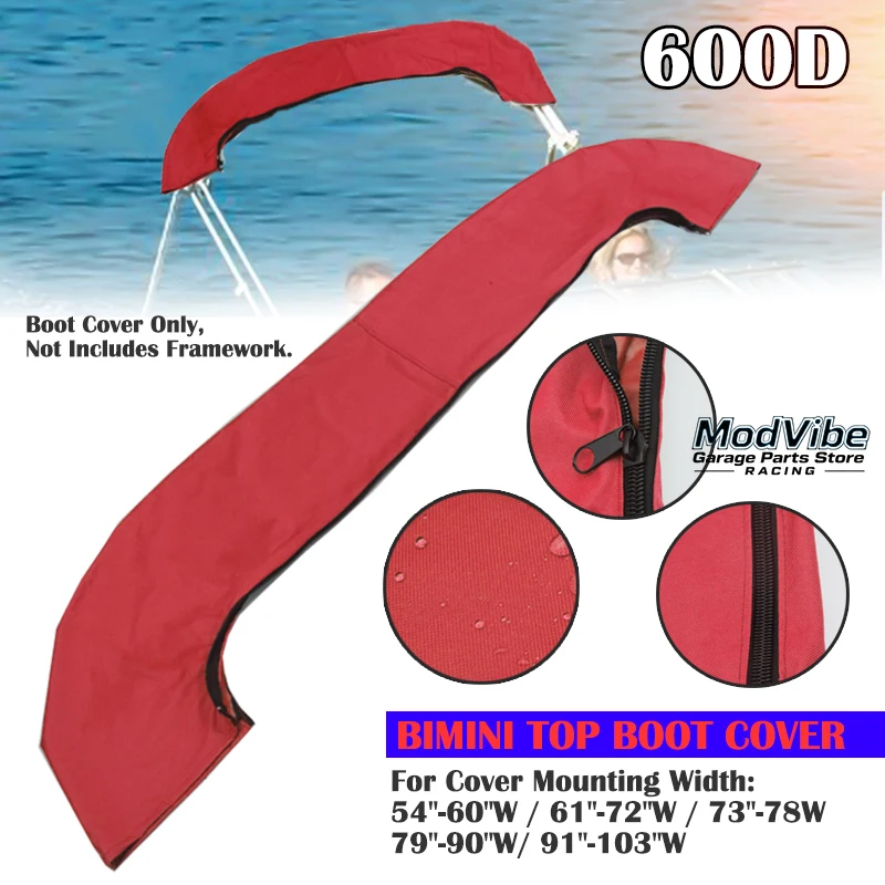 

Красный водонепроницаемый 600D 3/4 лук Бимини Верхний чехол для багажника без рамки Чехол для яхты и лодки с застежкой-молнией Анти-УФ-пылезащитный чехол Аксессуары для лодок
