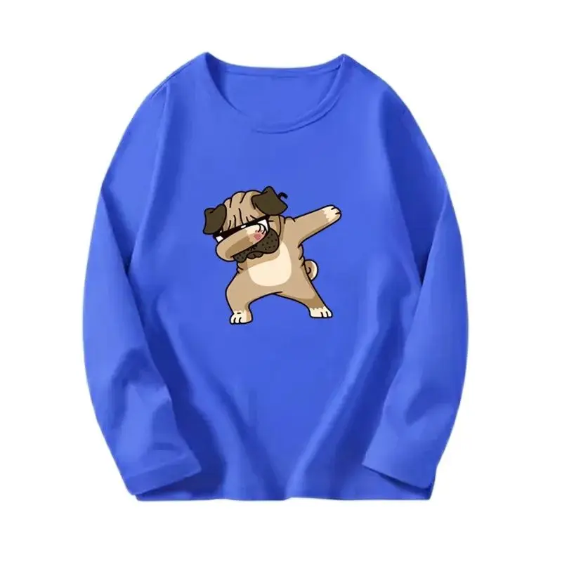 Boys Funny Dabbing Dog Dab Dance T Shirts Graphic Cotton Streetwear Long Sleeve Birthday Gifts Tops Spring Autumn Cotton T-shirt