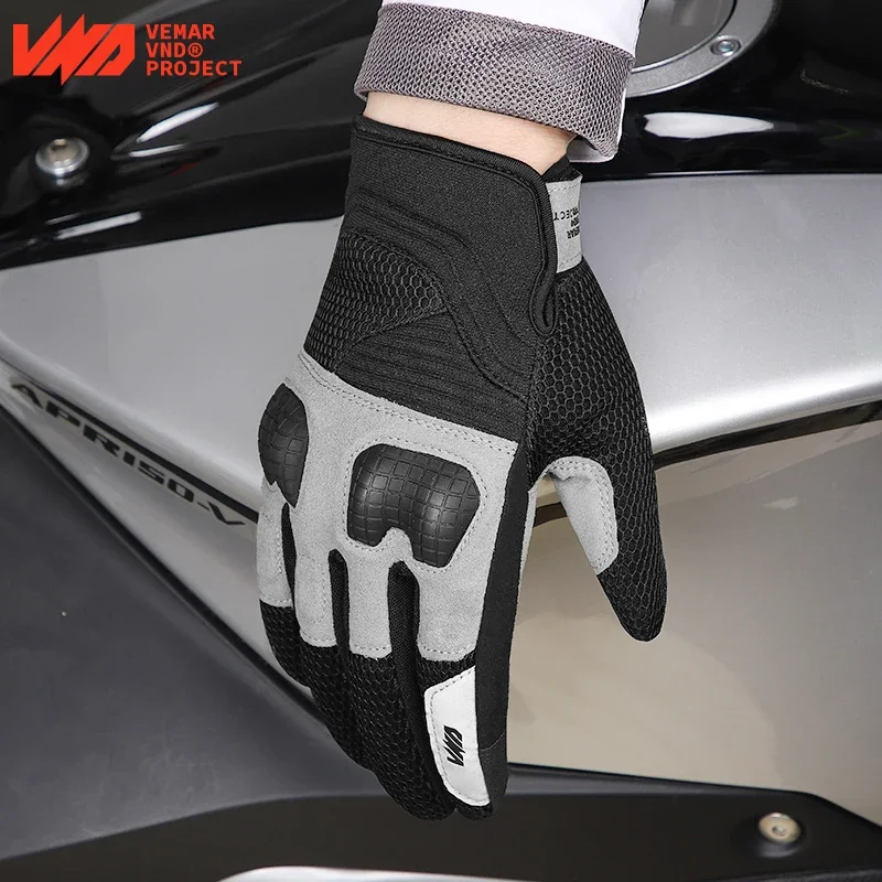 

VND Motorcycle Riding Gloves Spring Summer 2023 New Mesh Breathable Anti-fall Rider Touch Screen Men Motocross Black Gray Brown