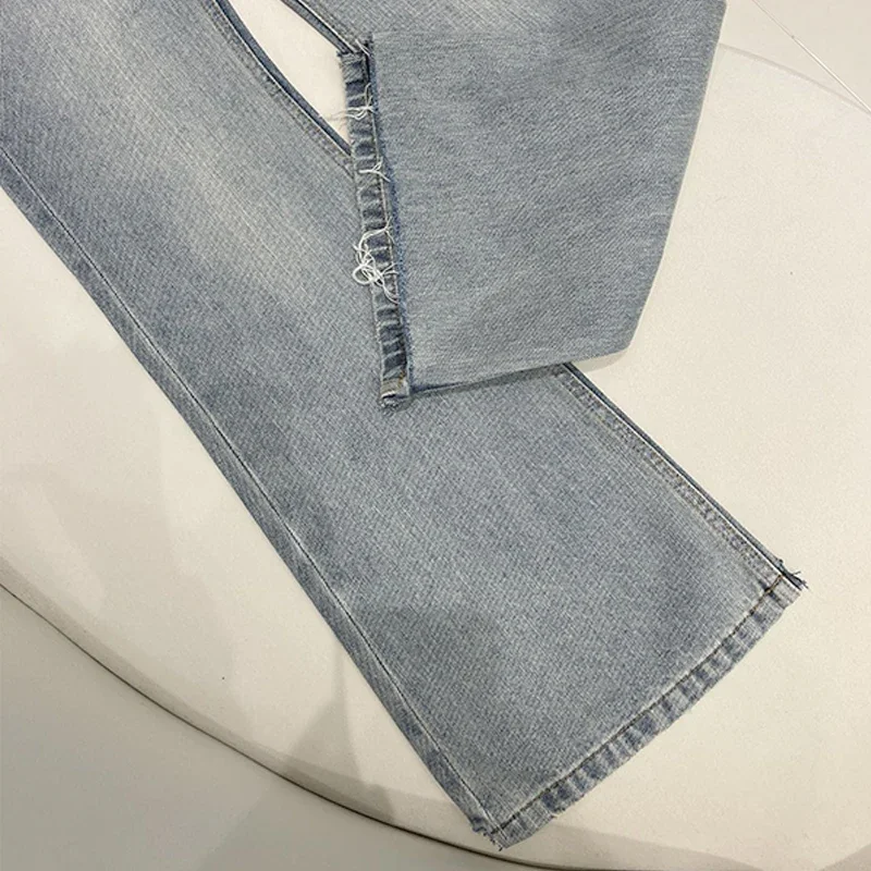 Pantalones vaqueros Tide 1:1Celi * 2024SS, pantalones acampanados de mezclilla envejecida Retro, pantalones de mujer, moda coreana, ropa de marca Y2k para mujer