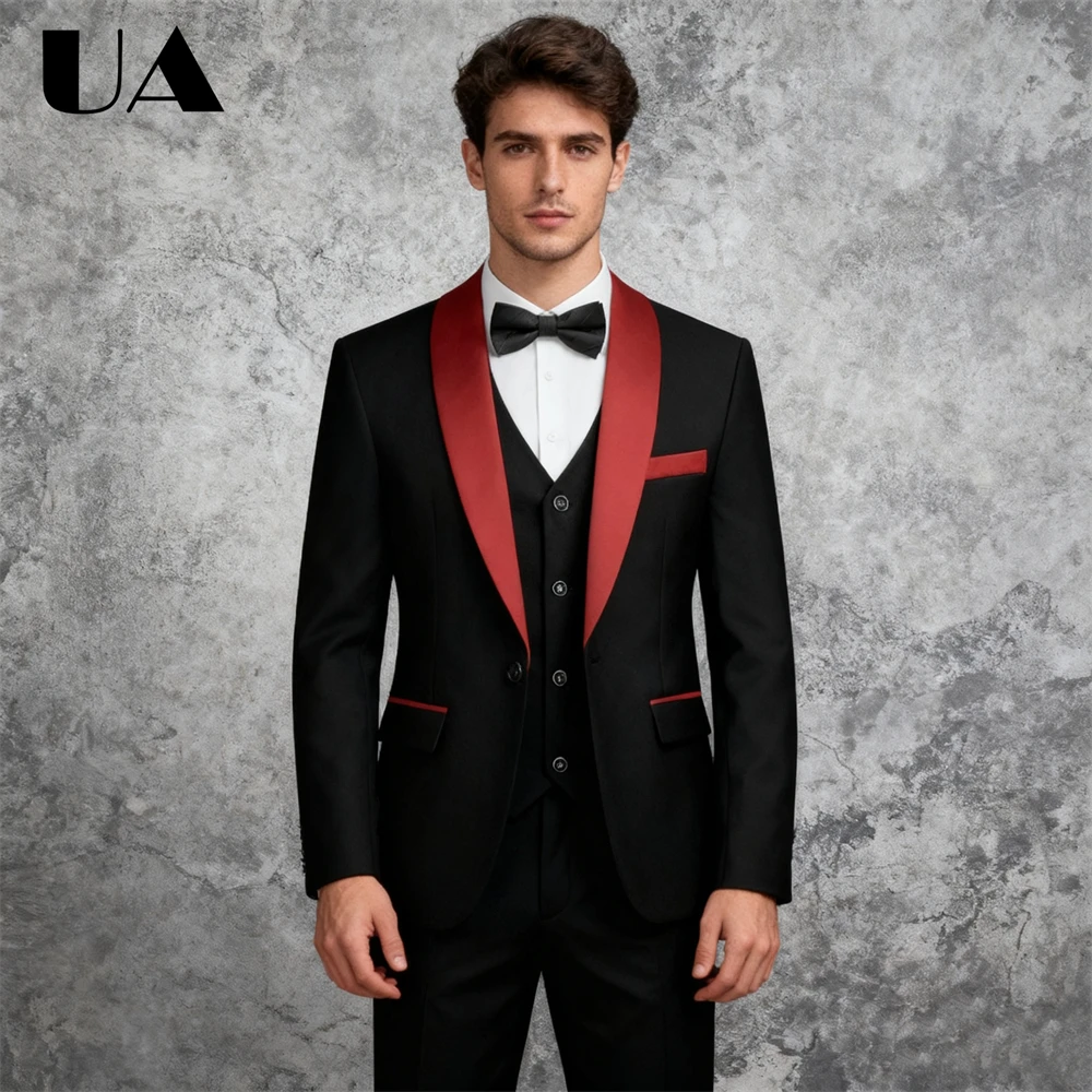 

ULBYANRY Mens 3-Piece Suit Set (Jacket Vest Pants) Formal Business Tuxedo XXS-7XL Tailored Party Prom Wedding Suits