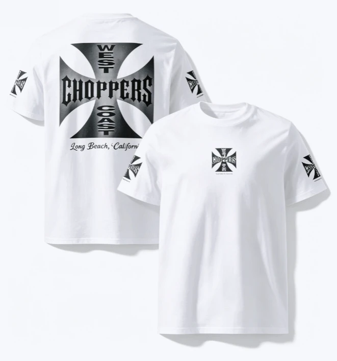 2026 new Vintage motorcycle-style cross-patterned printed front and back sleeveless riding T-shirt