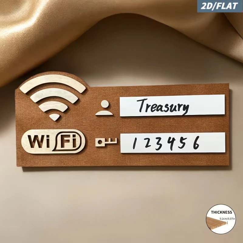 1pc Rustic Wooden WiFi Password Sign, Vintage Wall-Mounted Wireless Network Indicator Plaque, Multi-Purpose Home Decor Accessory