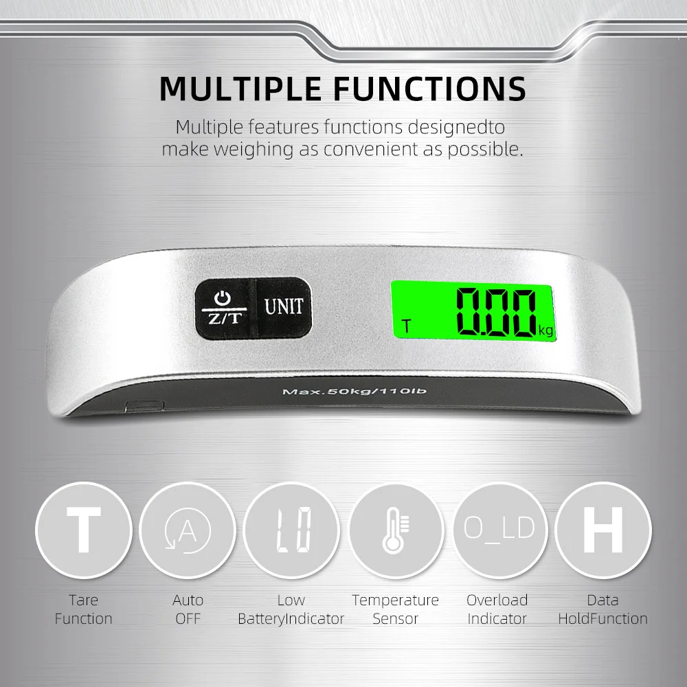 FODWET Portable Handheld ScalePrecision Digital LCD Display, 50kg/110lb Capacity with Non-Slip Hook for Luggage Travel Home image 6