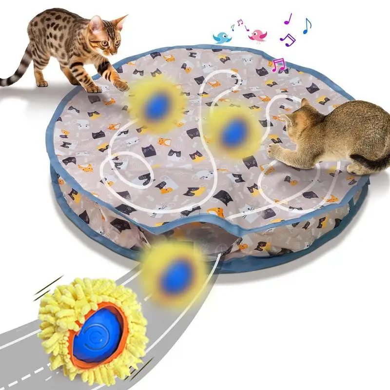 Electric Cat Toy Hide And Seek Kitten Toy Cover Self-entertainment Hiding Cover Interactive Toy Automatic Moving Ball For puppy